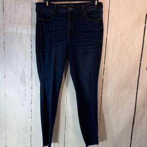 Kut from the Kloth (14) Dark Indigo Skinny Jeans raw hem